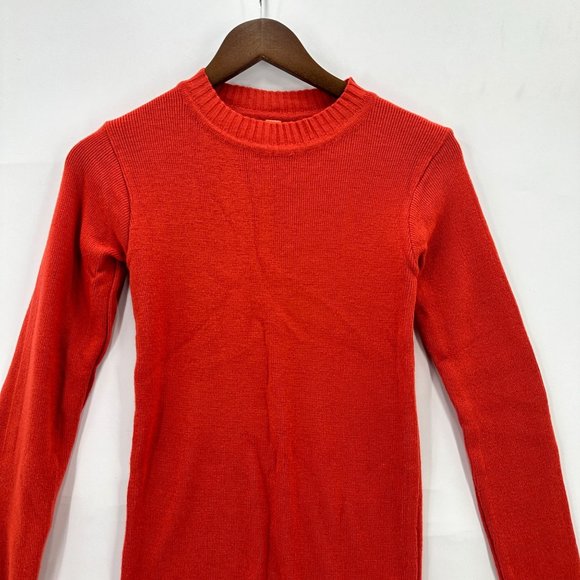 Lasoon Sweater Womens Knit Pullover Long Sleeve Ribbed Crew Neck Orange XS - Picture 3 of 8